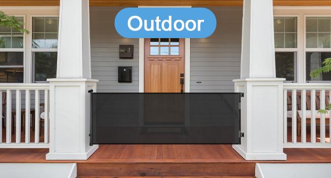 Retractable  pet Gate,Mesh Baby Gate or Mesh Dog Gate,33" Tall,Extends up to 55" 71"118"168"197"Wide,Child Safety Gate for Doorways, Stairs, Hallways, Indoor/Outdoor