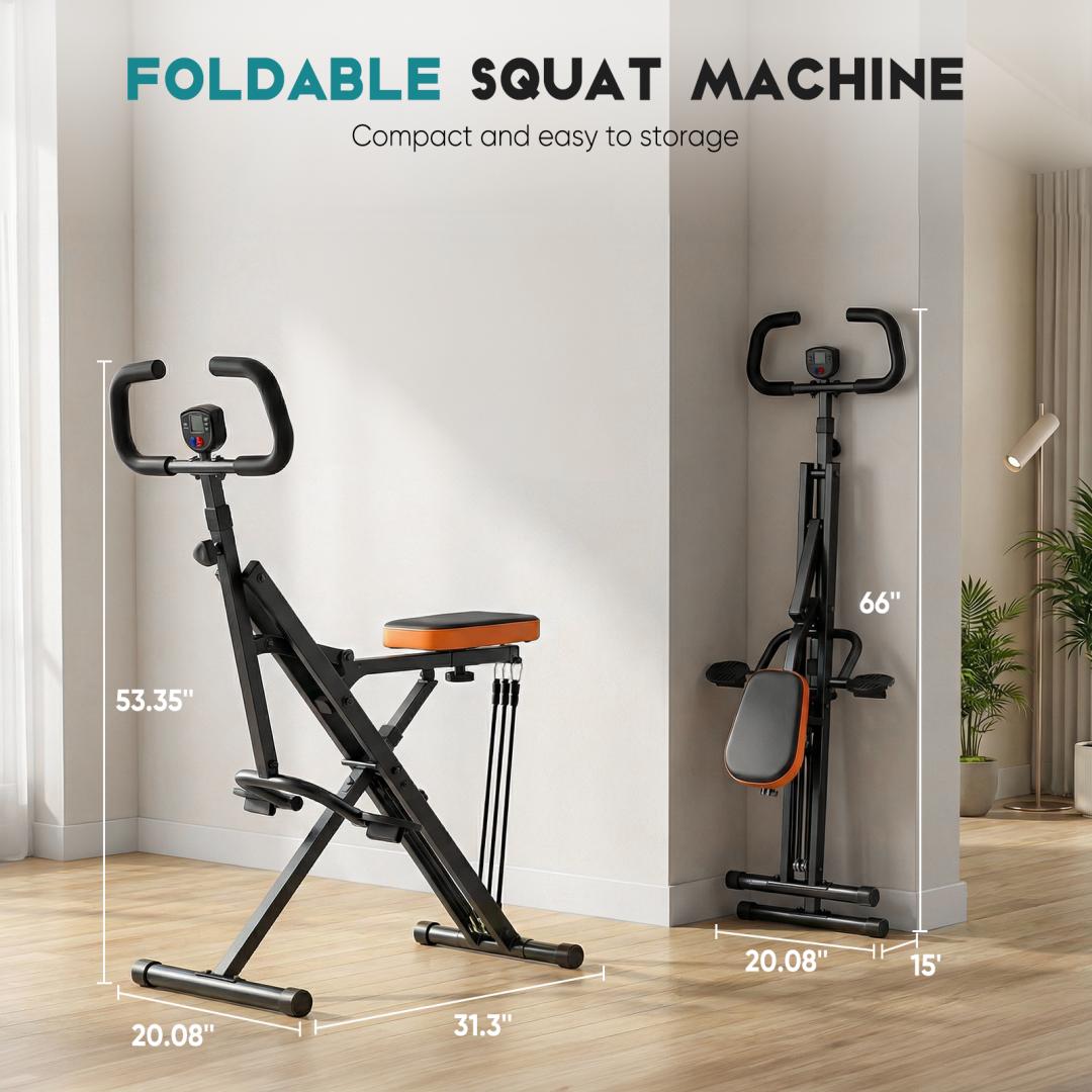 Fahuac Foldable Squat Machine - Steel Frame, Compact At Home Gym Equipment with Adjustable Resistance, 330lb Capacity, Ergo Grips for Women's Lower Body Core Training,summervibes