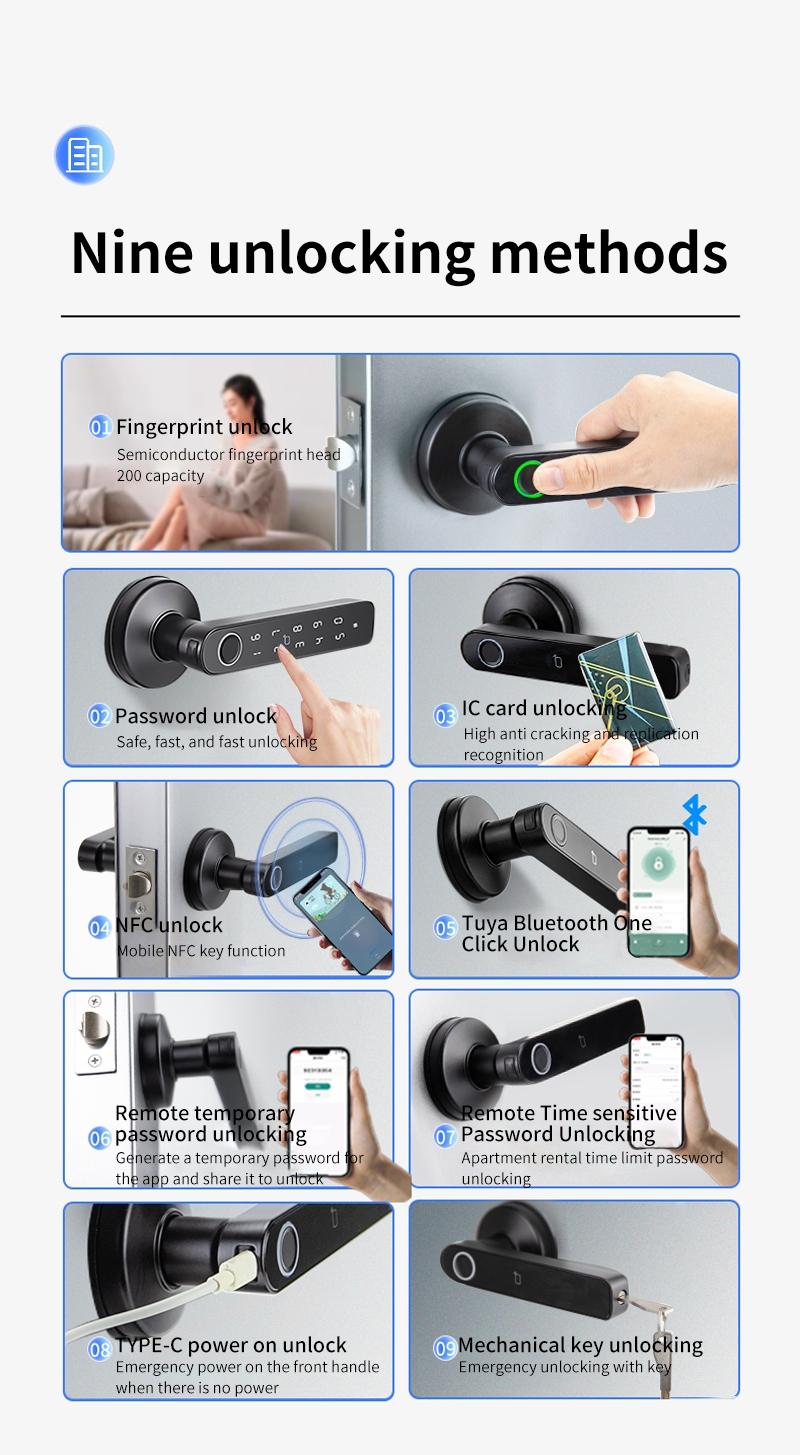 Fingerprint Smart Lock No Key Required Electric Door Lock Digital Keypad Lock for Home & Office, Easy Installation Smart Handle Lock with Advanced Security Features for Wooden Doors Fingerprint Smart Lock No Key Required Electric Door Lock Digital Keypad Lock for Home & Office, Easy Installation Smart Handle Lock with Advanced Security Features for Wooden Doors