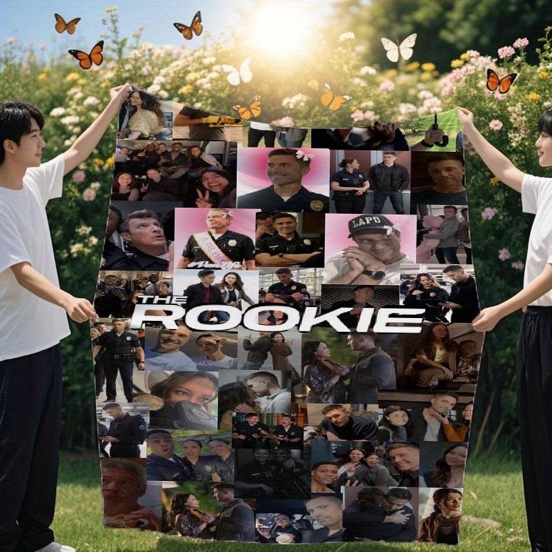 A fun Rookie pattern printed blanket,  a must-have for office naps, bedrooms, sofas or camping trips, a gift for fans Custom Photo Machine Washable