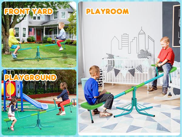 Bearbro seesaw, Sit and Spin Teeter Totter, 200 Lbs Heavy Duty 2026 Upgraded Model, Kids Outdoor Playground Equipment, Outside Toys, Swiveling 360 Degrees Rotating for Kids 4-8 Safety Certified