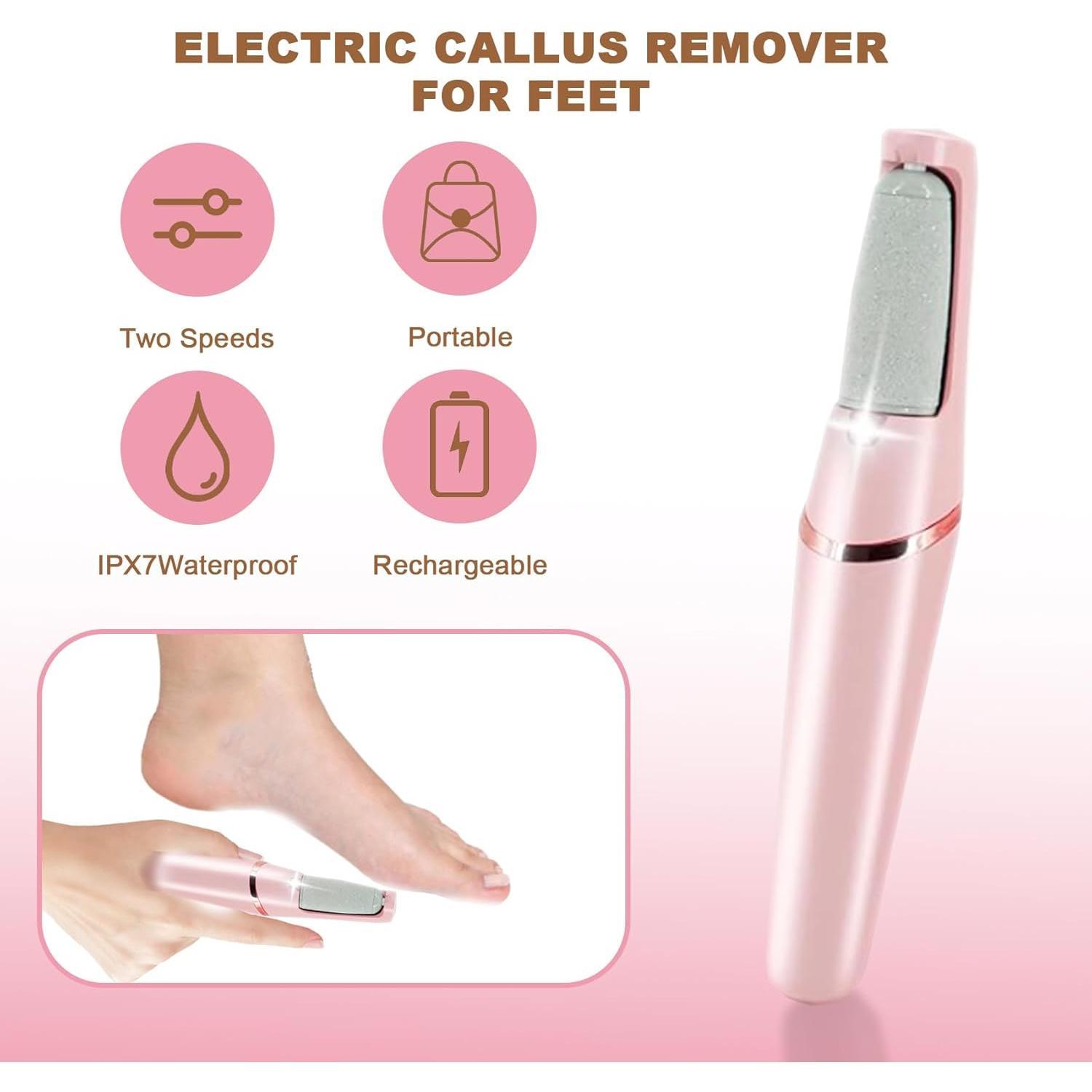 Electric Foot Callus Remover, Electric Callus Remover Professional Pedicure Tool, Rechargeable Kits for Dry, Dead, Cracked, Hard Skin, Men, Women, Dead Cracked Hard Skin Calluses Pink Exfoliating Manicure Nail
