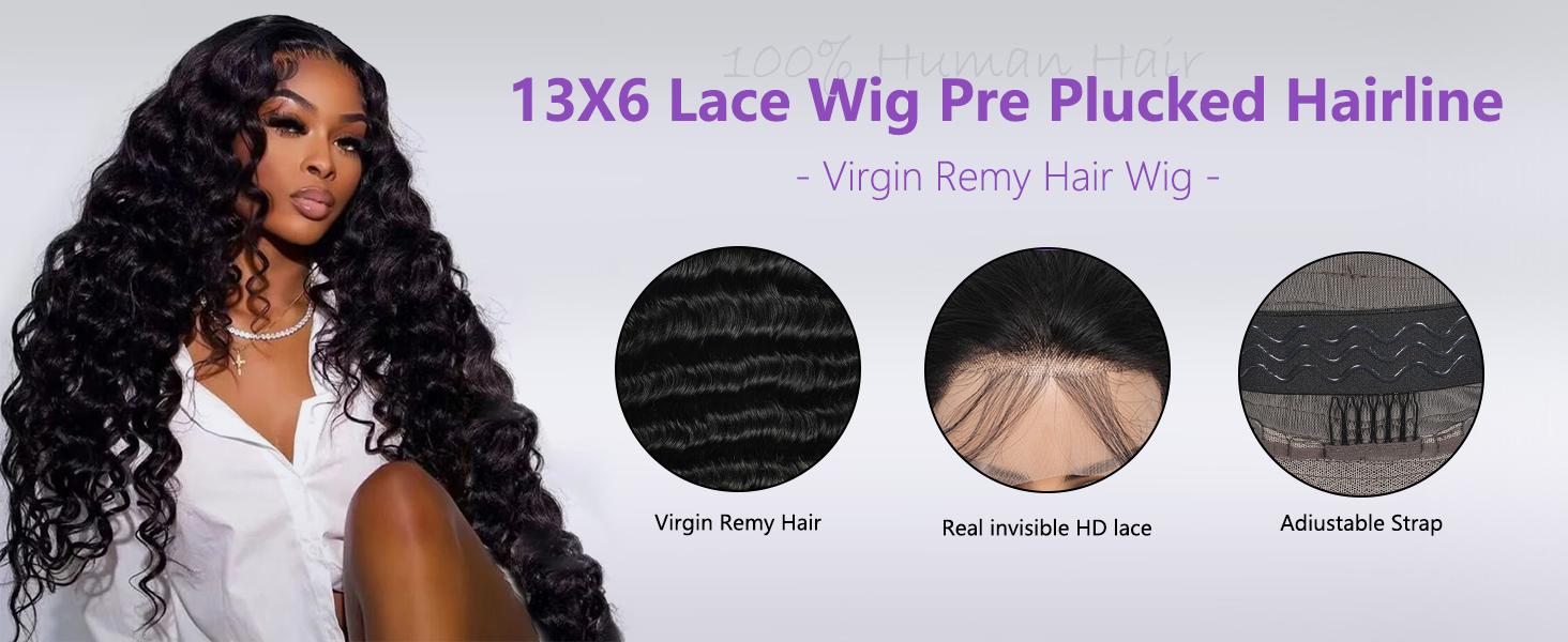 28inch Deep Wave Lace Front Wig 13X6 13X4 Soft Remy Virgin Human Hair 180% Density HD Lace Frontal Wigs for Women Natural Color Pre Plucked Hairline