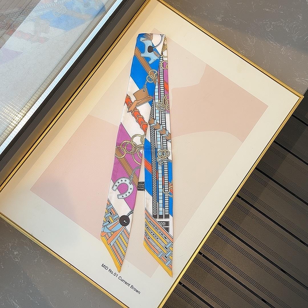 5-Piece Scarf Bag Set for Women, Narrow Scarf with Tie, Hair Accessory Neck Scarf, Fashion Gift Accessories, Ideal for Women