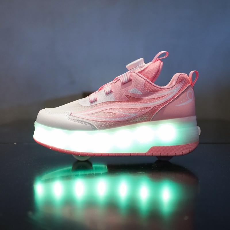 USB Charging LED Light Up Shoes for Kids, Night Glow Roller Skates, Unisex Children Sneakers, Running & Casual Sports Shoes, Footwear Athletic Trainer, Round Toe Trainers, Low Top Trainer, Trendy Trainers, Sports Training Shoes