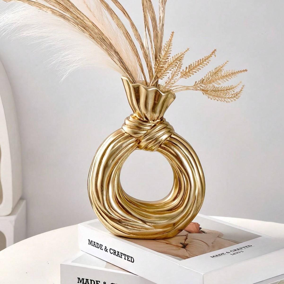 Modern Minimalist Round Knot Resin Vase, All-Season Home Decor, Desktop Ornament, Suitable for Year-Round Use, Elegant Floral Arrangement Holder