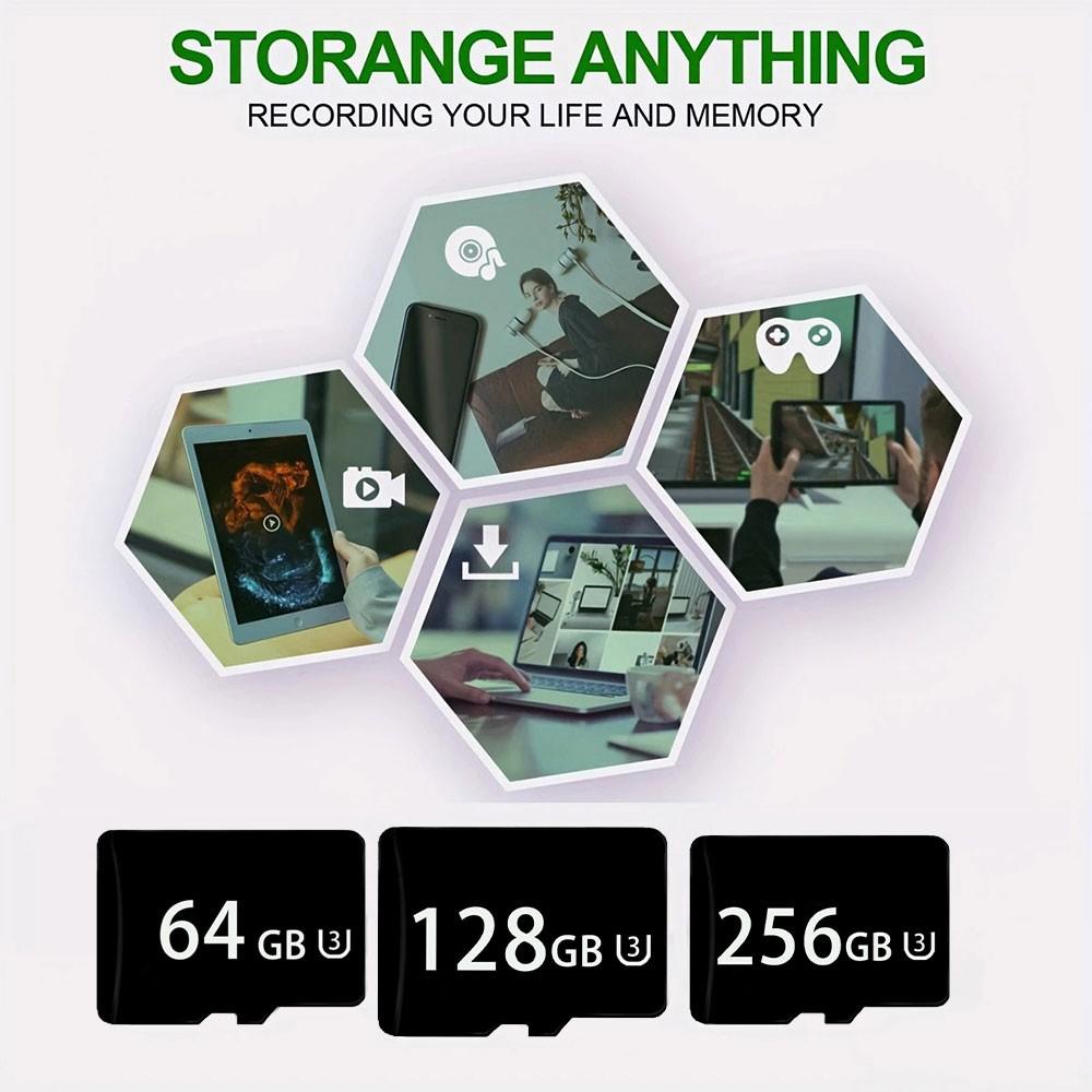 High-Speed Micro SD Memory Cards, MicroSDXC Card - 8GB, 16GB, 32GB,64GB, 128GB, 256GB，4K UHD,Up-to 160 MB/s, Tablets/Cameras/MobilePhones/Laptops/PCs/Car Stereos/Gaming Consoles/AudioDevices Safely store your files!