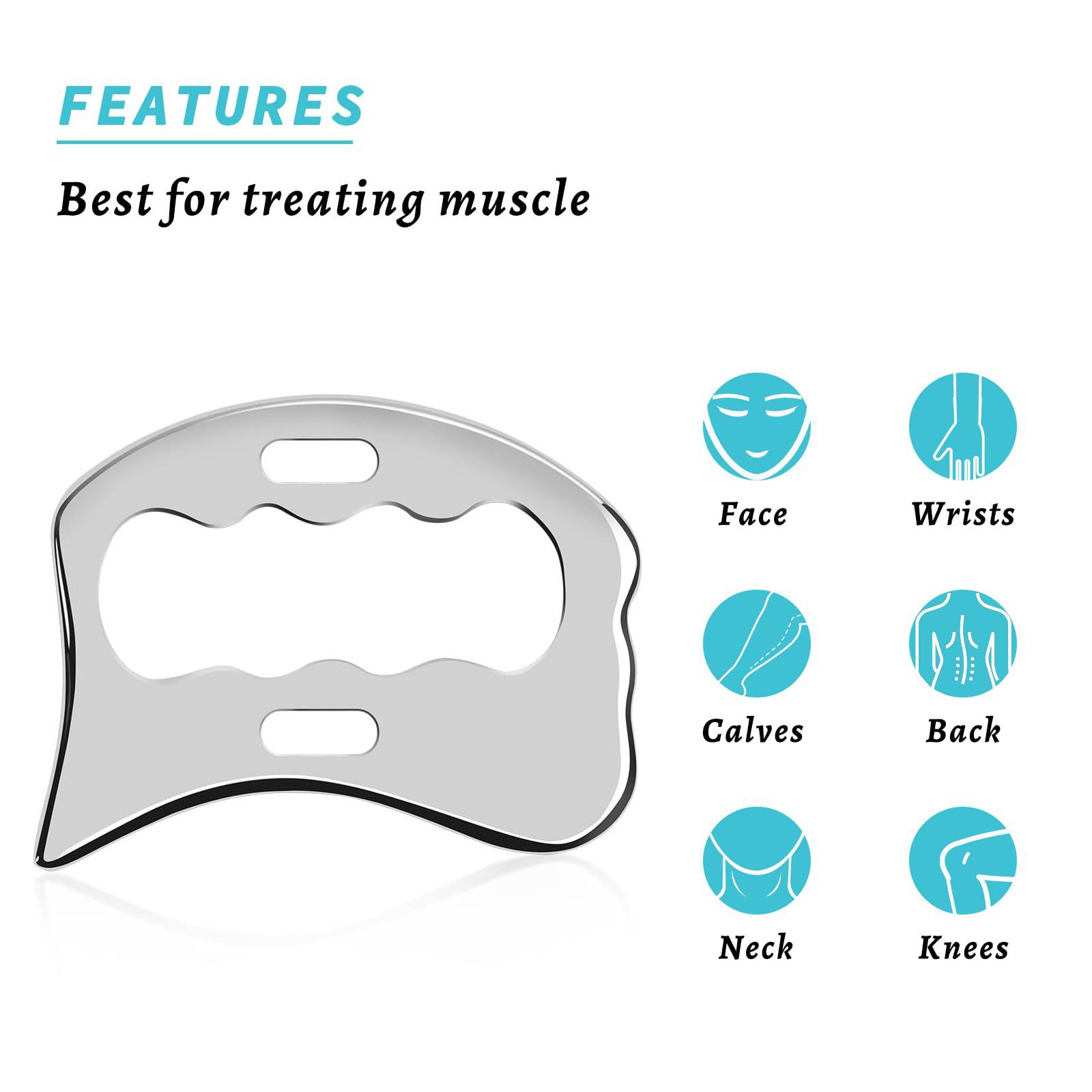 2 Counts Set 304 Stainless Steel Gua Sha Muscle Scraper Tool,Scar Tissue Tool, Muscle Scraping Tool,Guasha Massage Scraper, Fascia Scraper,Skin Scraping Tool,Soft Tissue Massage Tool with Storage Bag