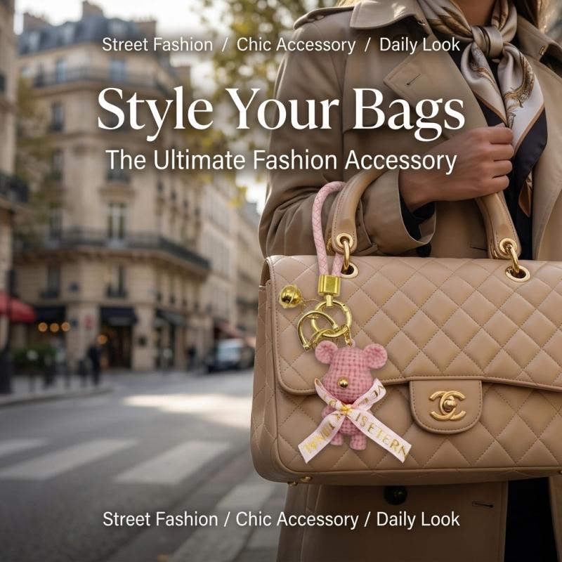 Creative cartoon girl-themed wool teddy bear keychain for couples, car bag pendant, small hanging piece, fashionable gift