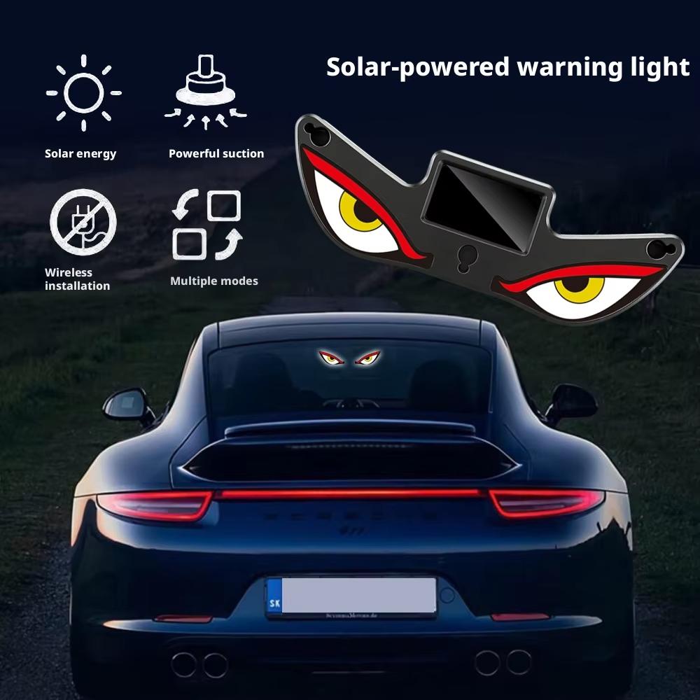 Car-mounted solar monster eye LED warning light triangle window wireless decoration rear window ambient light premium feel Car Interior Accessory