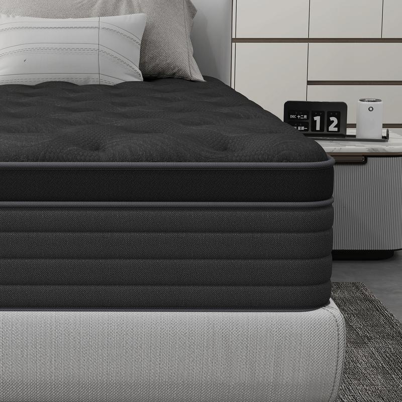 full size mattress 12-inch/14-inch black Mattress, colchones para cama Memory Foam, Pocketed Springs, Suitable for Homes and Hotels, Delivers a Comfortable and Supportive Sleeping Experience.Twin\King queen size mattress memory foam mattress