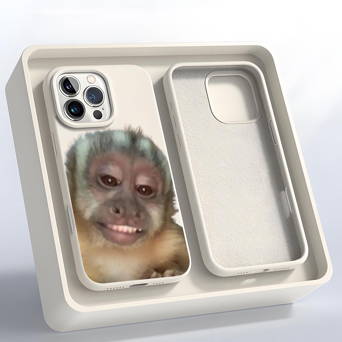 Cute Monkey Pattern Phone Case , Silicone , Shockproof ,Slim, Anti-Scratch Soft Microfiber Lining For iPhone 17 16 15 14 13 12 11 Pro Max Plus Air Y2K