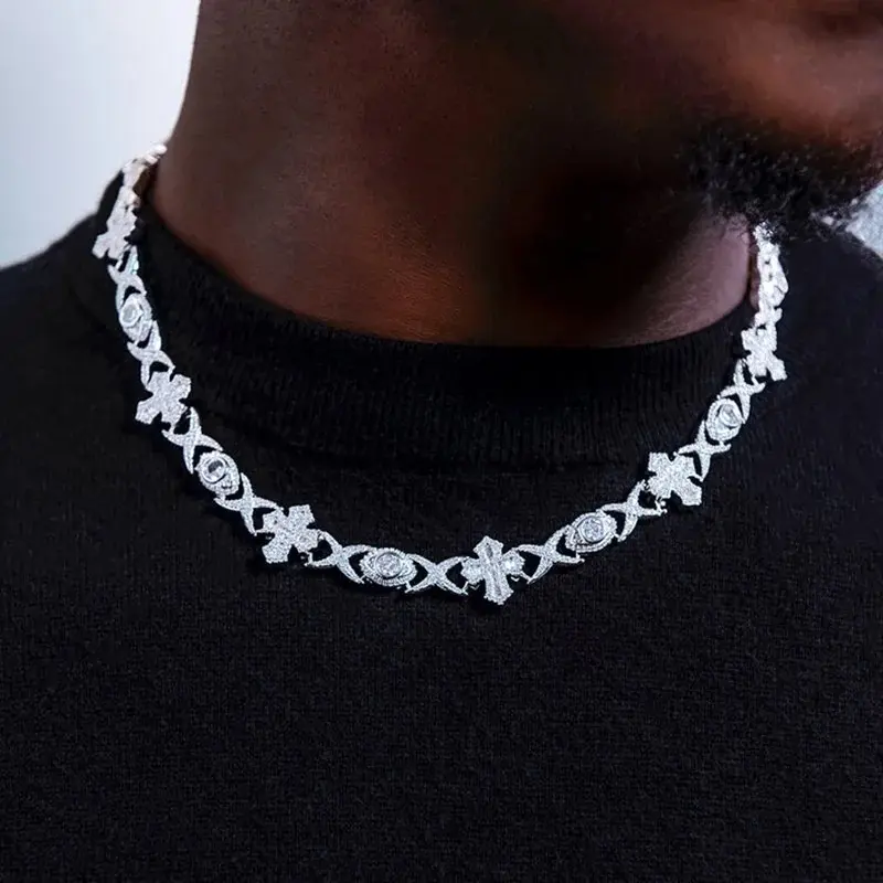QUEENDO Fashion Cross Eye Knot Necklace Hip Hop Gold Silver Necklace gf gift funky unique accessories funky unique accessories non tarnish jewelry gf gift funky unique accessoriesgf gift non tarnish jewelry
