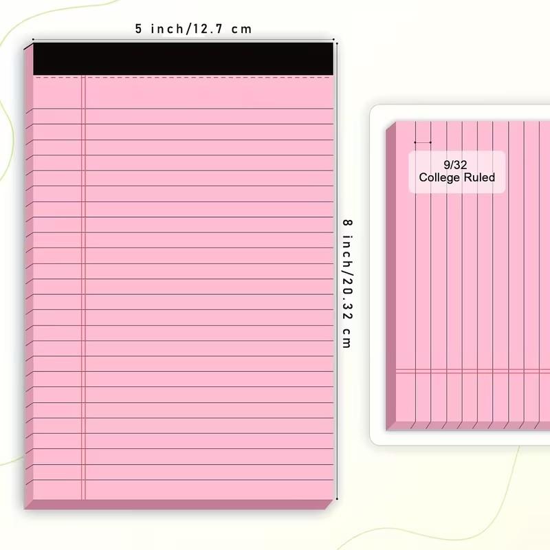3-Pack Colorful Tear-Off Notebooks, 12.7x20.32cm, Large Grid, Writing Pad, Legal Notebook, 30 Pages Each, School & Office Supplies