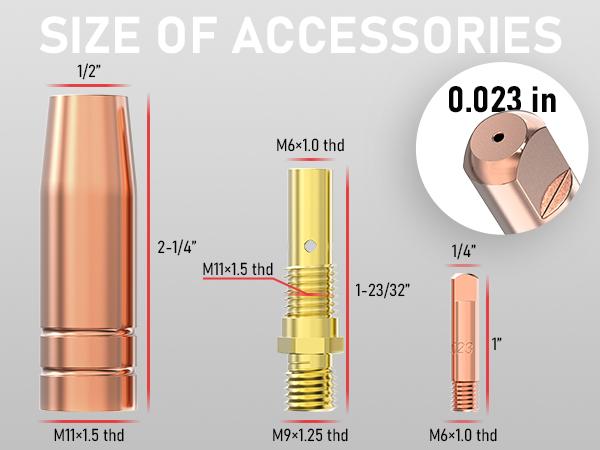 YESWELDER MIG Welding Gun Consumables Set Compatible with Most YESWELDER MIG Welders | .023"/.030"/.035" Tips, Nozzles & Diffusers for Lincoln Magnum 100L & Tweco Mini/#1 Torch