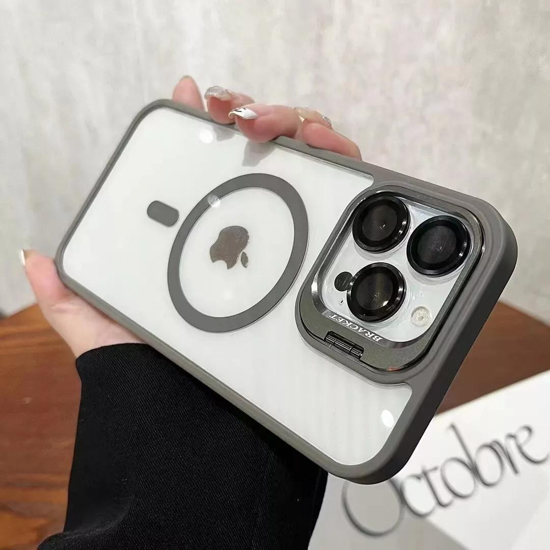 OREKROY【Freeship】Shockproof Mag Safe Case For iPhone 17 16 Pro Max 15 14 13 12 11 with Camera Lens Cover Kickstand