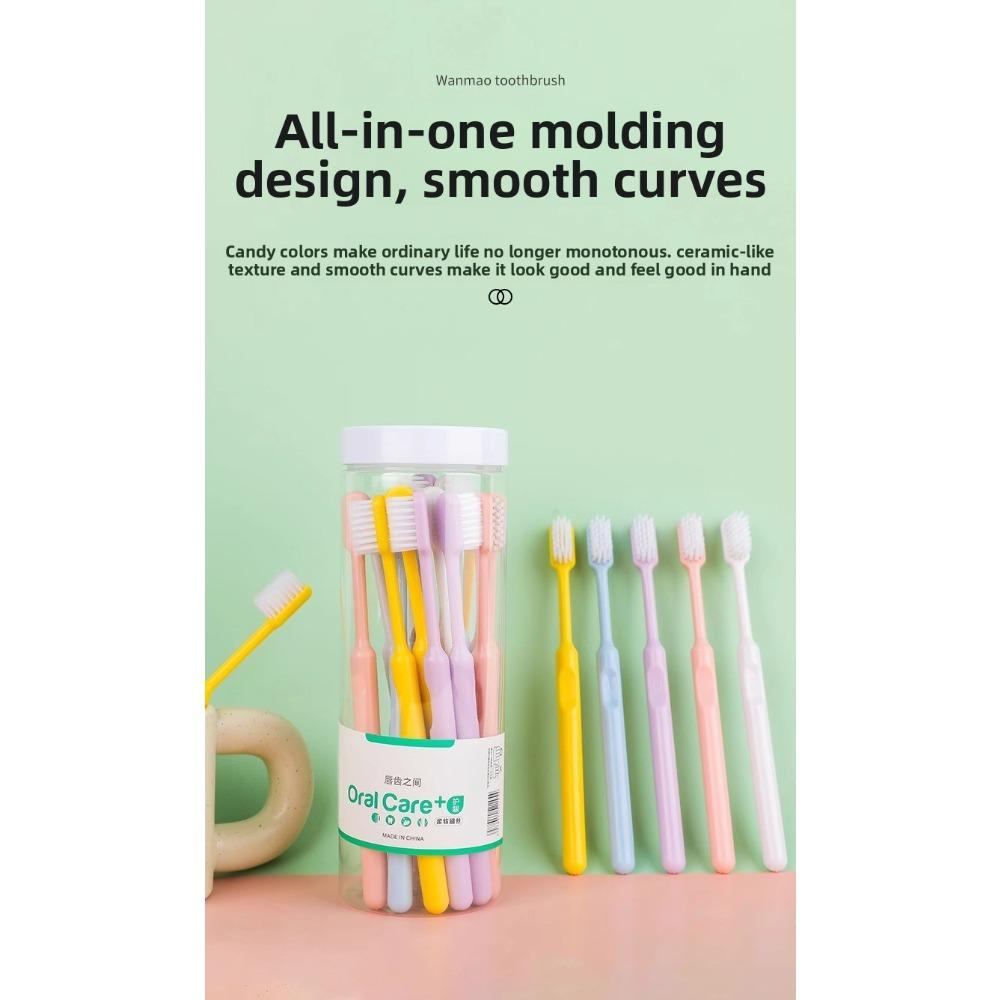 20-piece Toothbrush Set with Soft Bristles, Adult Family Pack in Bucket, Tongue Cleaner, Disposable Fine Soft Bristle Toothbrush, New Model