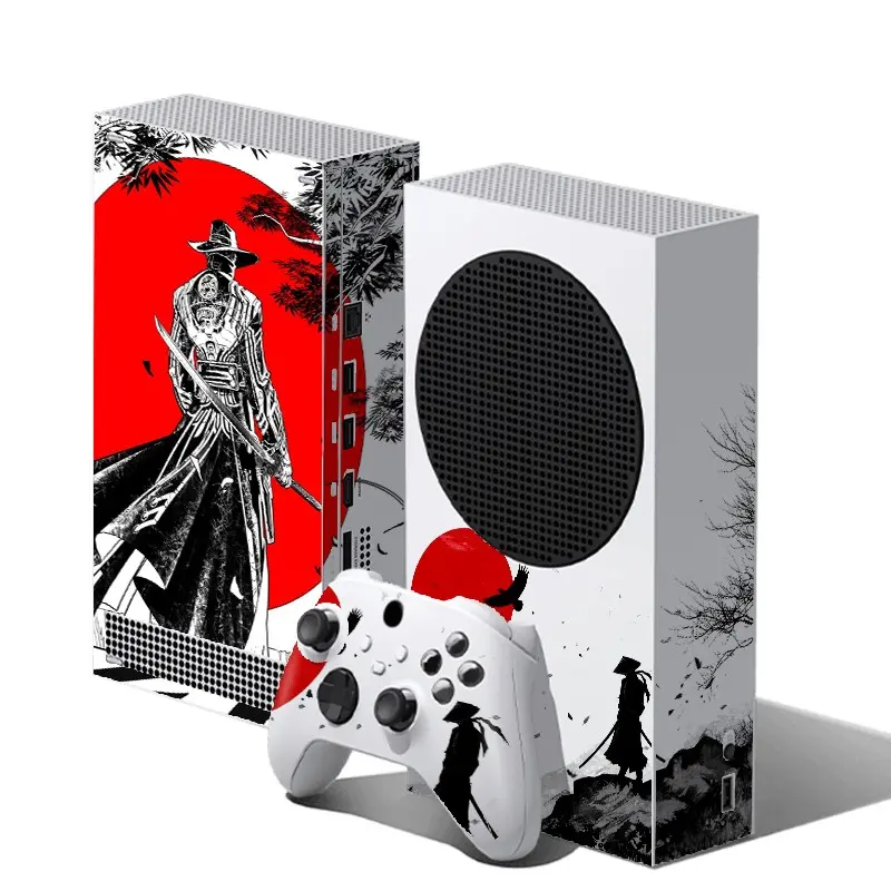 Retro Art Ocean Wave Theme Skin Kit for Xbox Series S Console & Dual Controllers, Premium Vinyl Wrap, Anti‑Scratch Water‑Proof, Easy Peel Off Without Sticky Residue