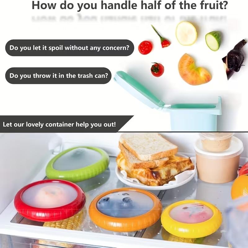 Set of 4 Silicone Fruit and Vegetable Storage Boxes, Reusable Fridge Containers, Avocado Tomato Box, Ideal for Garlic Onion Lemon Potato