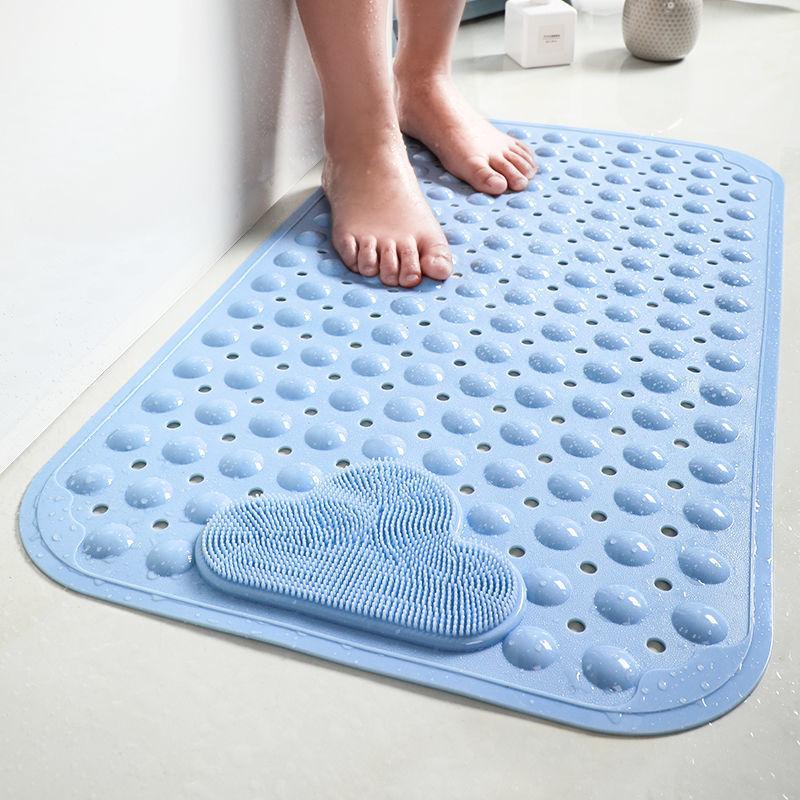 Cloud Pattern Bath Mat, Bathroom Floor Mat, 1 Count Non-slip Bathroom Massage Mat with Suction Cup, Round Hole Design Quick Drain Mat for Shower Room