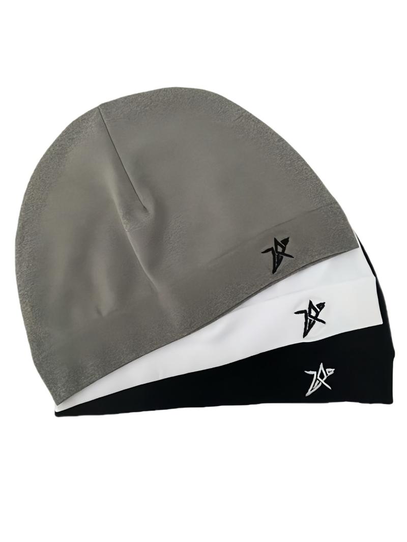Star Embroidered Satin Lined Skull Cap, Adjustable High-Quality Elastic Design, Unisex Simple Eternal Style, Perfect Travel Companion, Premium Quality Cap
