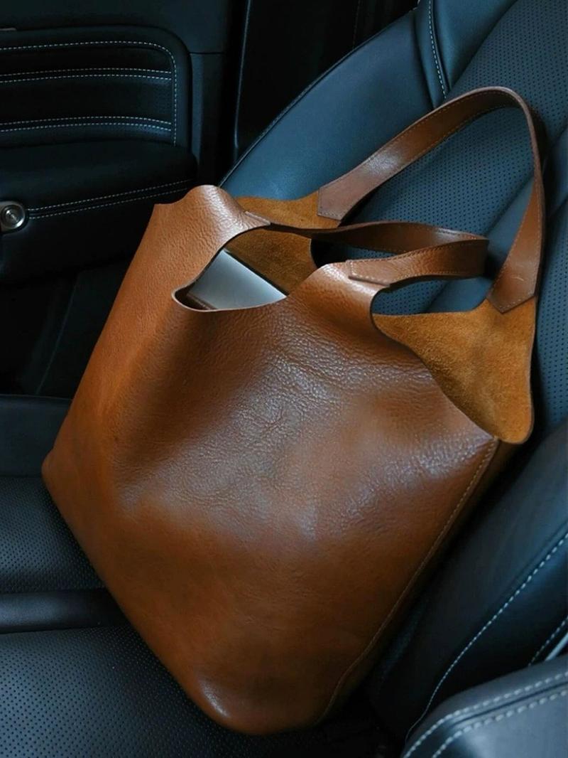 Personality  lazy niche  fashion, simple  casual  versatile one-shoulder handbag, retro and light daily commuter bag, light luxury and versatile texture suitable for office workers' daily travel, shopping and so on, Pu Tote Satchel