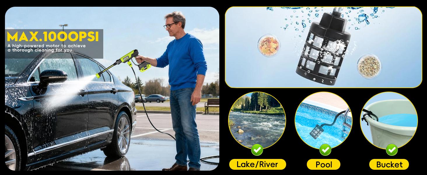 【SummerVibes】SEESE Cordless Pressure Washer and Single Port Charger Base, Bottle Portable Washer for Car,Home Cleaning & Garden Watering 【SummerVibes】SEESE Cordless Pressure Washer and Single Port Charger Base, Bottle Portable Washer for Car,Home Cleaning & Garden Watering
