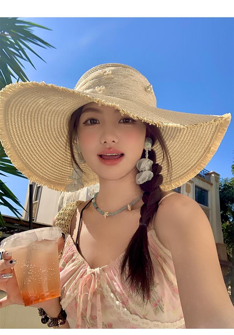 2025 n solar powered fan hat ew straw female lace bow summer large brim sunscreen sun beach sun sun fashion  trucker hats women fitted hats bonnet blue ti hats beret store one  piece  fake  straw  hat custom fedoras