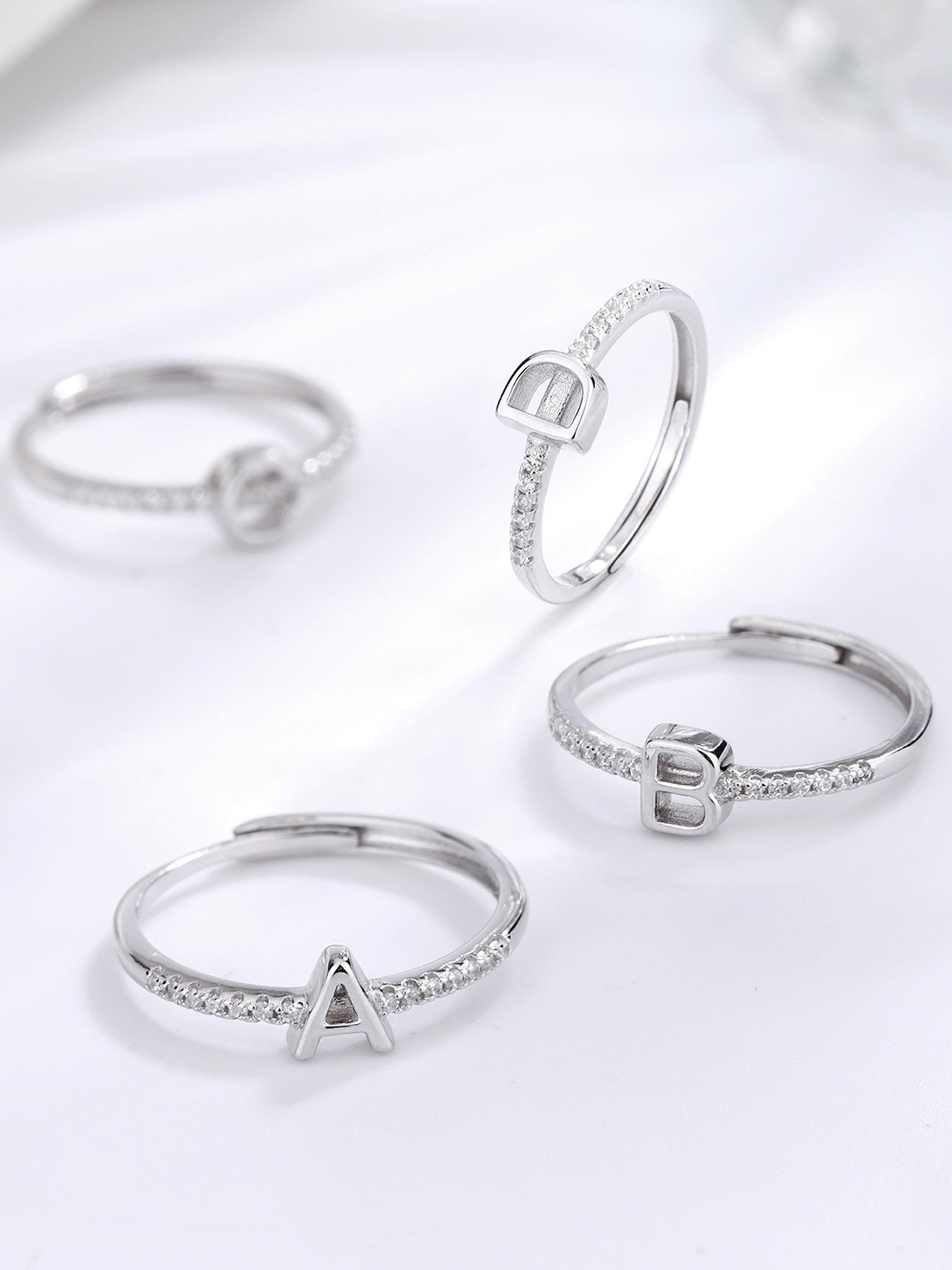 ✨26 Letters A-Z✨ Inlaid with artificial zircon accents, minimalist stackable rings for women | Exquisite daily jewelry gift #InitialRing #StackableRings