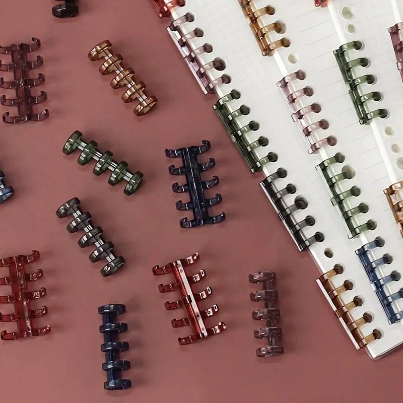 10pcs Five Hole Binder Binding Buckle Adhesive Clip Detachable Binder Ring Plastic Buckle Ring DIY Plastic Clip Office Supplies
