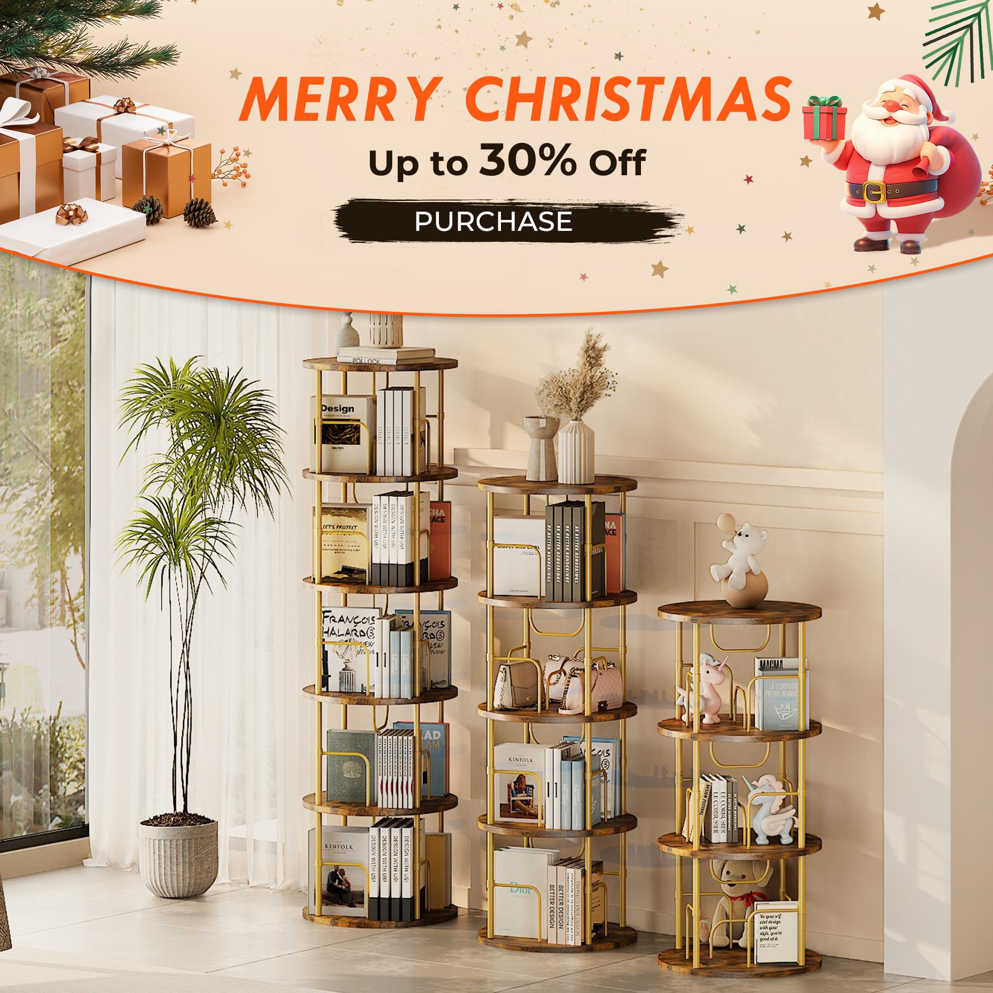 Flycity Rotating Bookshelf,3 Tier -5 Tier Spinning Bookshelf Tower,360° Display Unique Round Bookcase,Floor Standing Corner Revolving Bookshelf Storage Organizer for Home Study Office Furniture Living Room