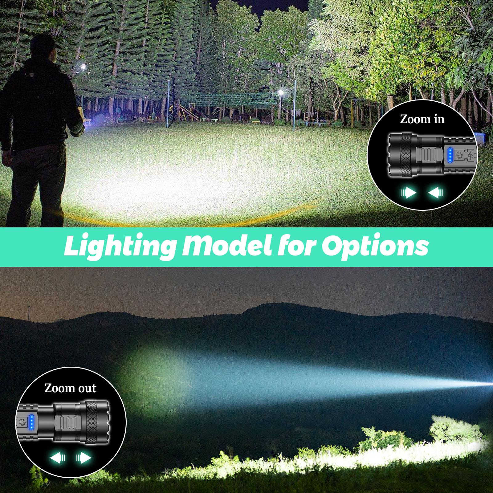 Flashlight Strong Light, 3000 Lumens, Strong Magnetic Attraction, Laser Flashlight, USB Rechargeable, 8 Light Modes, Emergency Red and Blue Lights, International Rescue Lights, For Garage, Garden, Camping, Emergency, Best Gifts