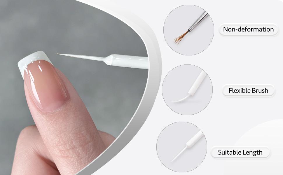 GAOY White Swirl Gel Nail Polish Art Liner, 8ml Classic Colors for Nail Paint Design with Thin Brush DIY French Manicure and Pedicure at Home