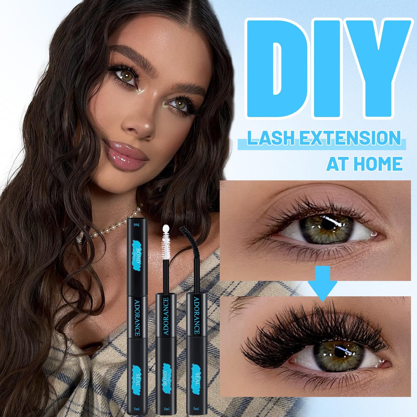 ADORANCE Waterproof Eyelash Glue (5-Count Pack), 2-in-1 Long-Lasting Lash Bond and Seal Glue, Sweat-Proof Eyelash Extension Glue for Cluster Lashes, Waterproof Eyelash Clusters