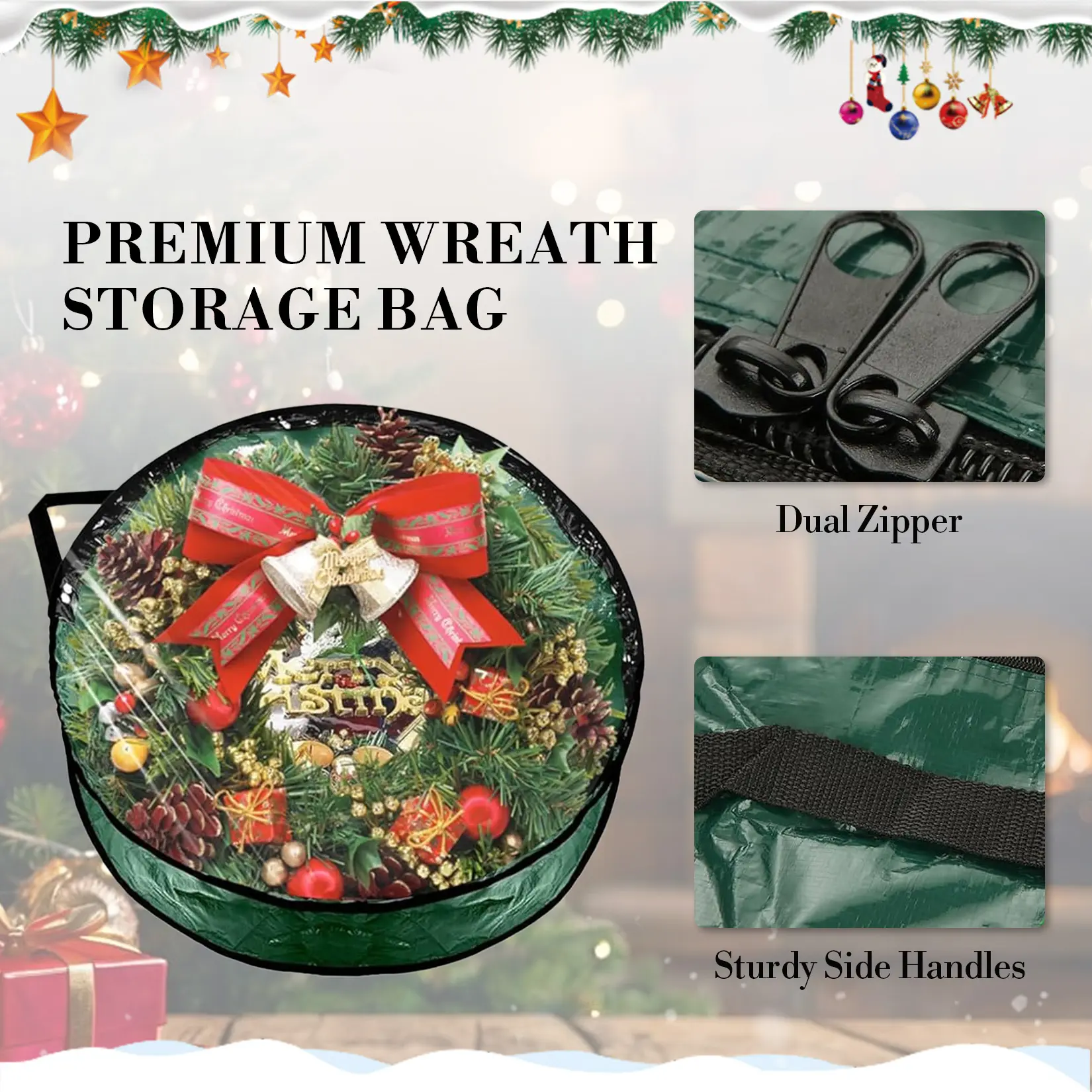 Waterproof Christmas Wreath Storage Bags 6-Pack – Clear PVC/PE Material, Sturdy Handles & Zippers, Durable Organizer for Holiday & Seasonal Decor, Home Storage Solution
