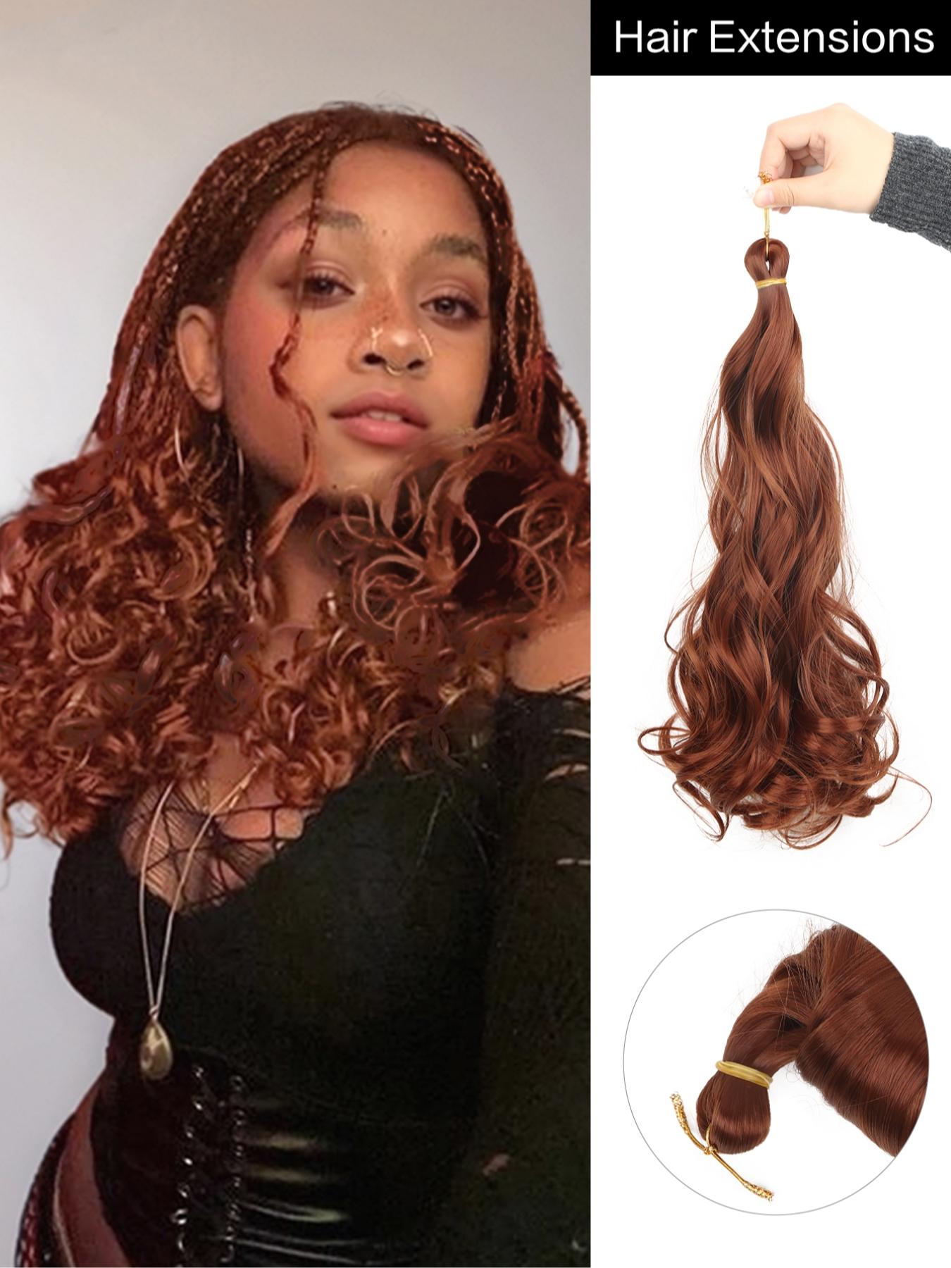 14 Inch Synthetic French Curly Crochet Hair, Heat Resistant Loose Water Wave Braiding Hair Extensions, Ginger Orange Wavy Curls for Women Daily Party Holiday, Synthetic Hairpiece