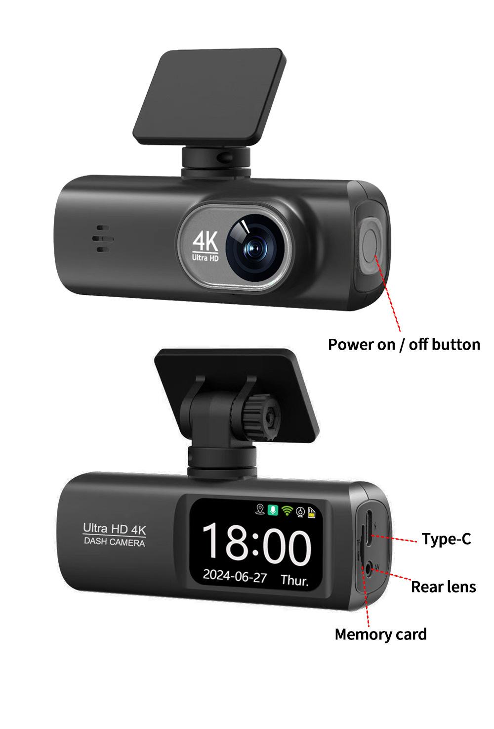 🔥4K Dual Cam! GPS+APP | No Accident Disputes🚗🚗 (WithOut Card)Non-rechargeable, must be used while plugged in.