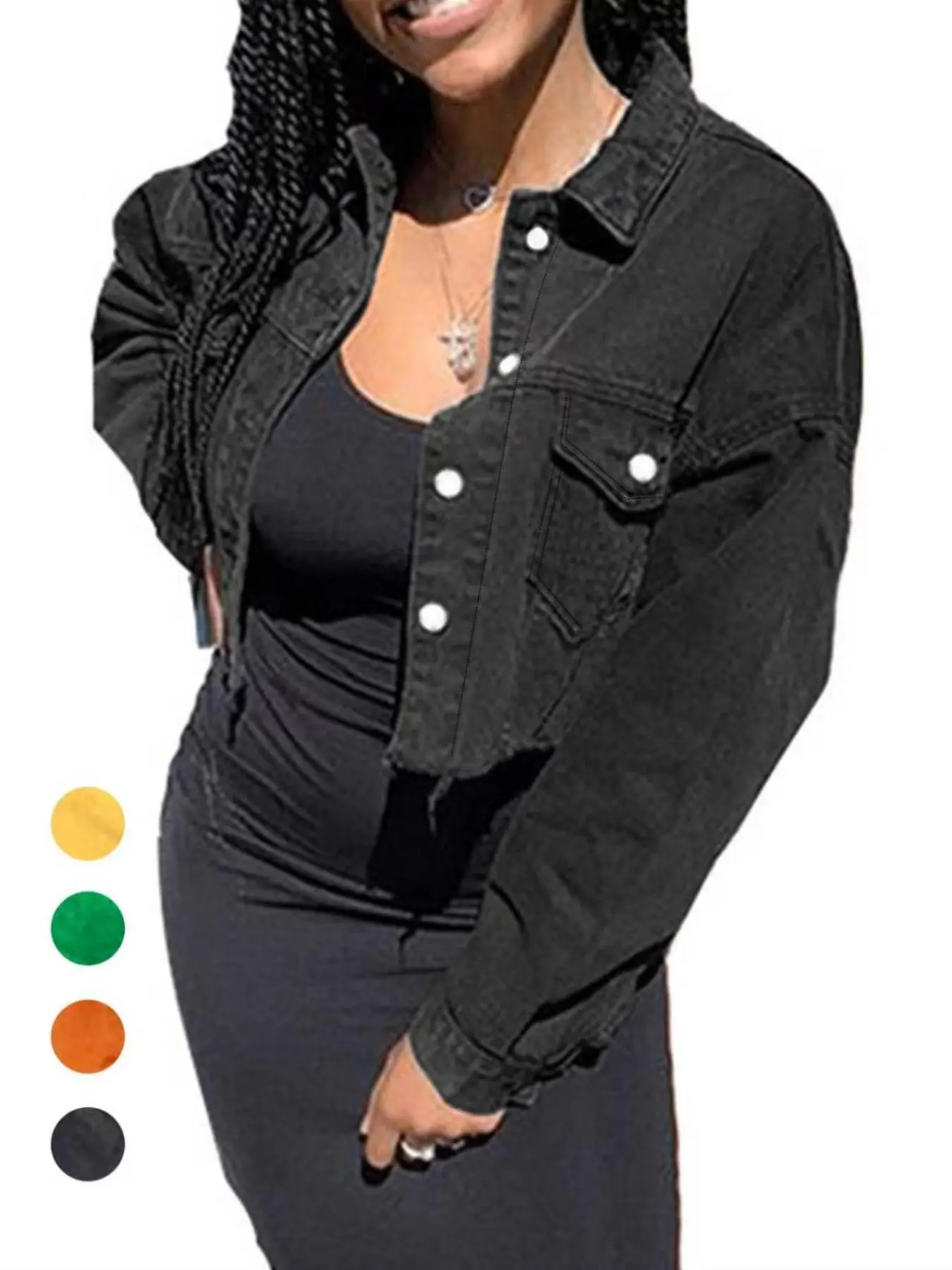 Women's Casual Vintage Short Cropped Jacket, Casual Chic Outerwear, Loose Fit Waist Show off Coat, Perfect Layering Piece for All Seasons