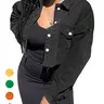 Women's Casual Vintage Short Cropped Jacket, Casual Chic Outerwear, Loose Fit Waist Show off Coat, Perfect Layering Piece for All Seasons