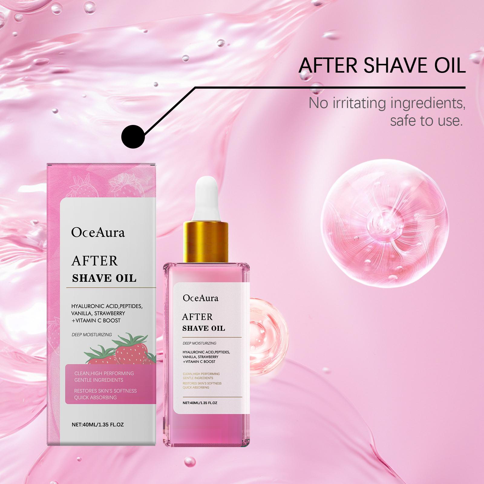 Strawberry Scented Post-Shave Oil, Moisturizes and Smooths Skin, Deep Nourishment, Keeps Skin Hydrated and Soft, Single Item