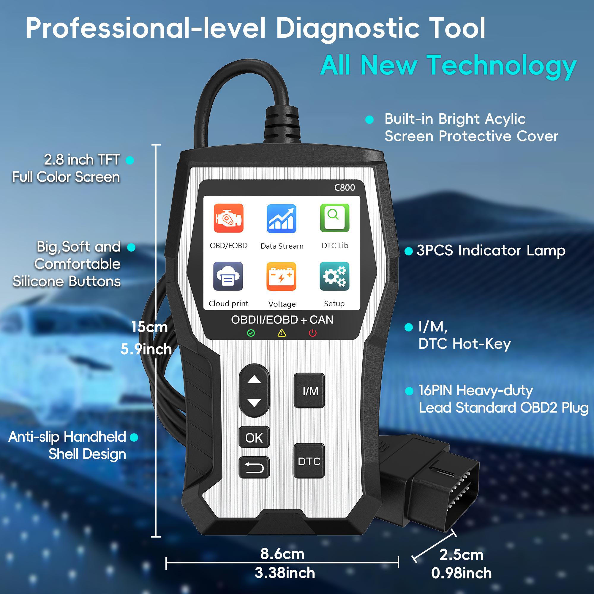 Professional OBD2 Scanner Diagnostic Tool, Check Engine Code Reader with Reset, Engine Fault Scanner, Diagnostic Scan Tool, OBDll/EOBD Car Diagnostic Tool