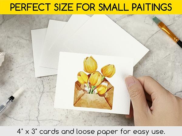 MEEDEN 4" x 3" Blank Watercolor Paper Cards , 5 Pcs Cold Press Mini Watercolor Paper Bulk for Thankyou Card, 100% Cotton Watercolor Paper Postcards for Adults & Students (140lb/300gsm), 5×10 Sheets，ACEO
