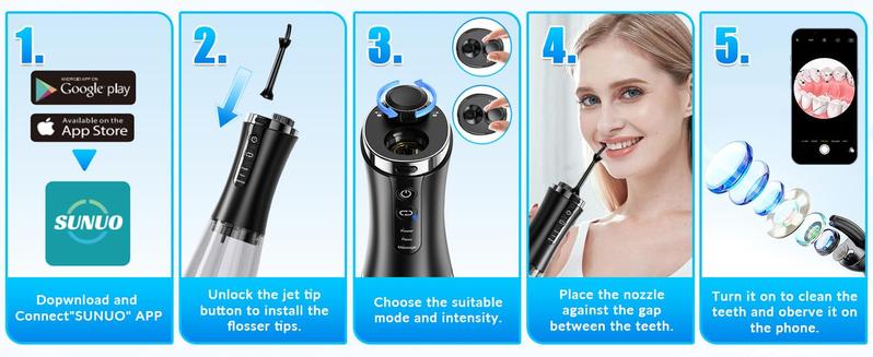 Oral irrigator Visual Water Flosser C2 with 10 MP Camera for Teeth, 2 Modes 12 Gears IPX7 Portable 350ML Water Tank.Very suitable for giving to your relatives, friends and family on Christmas, birthdays, graduation season, and other festivals flossing