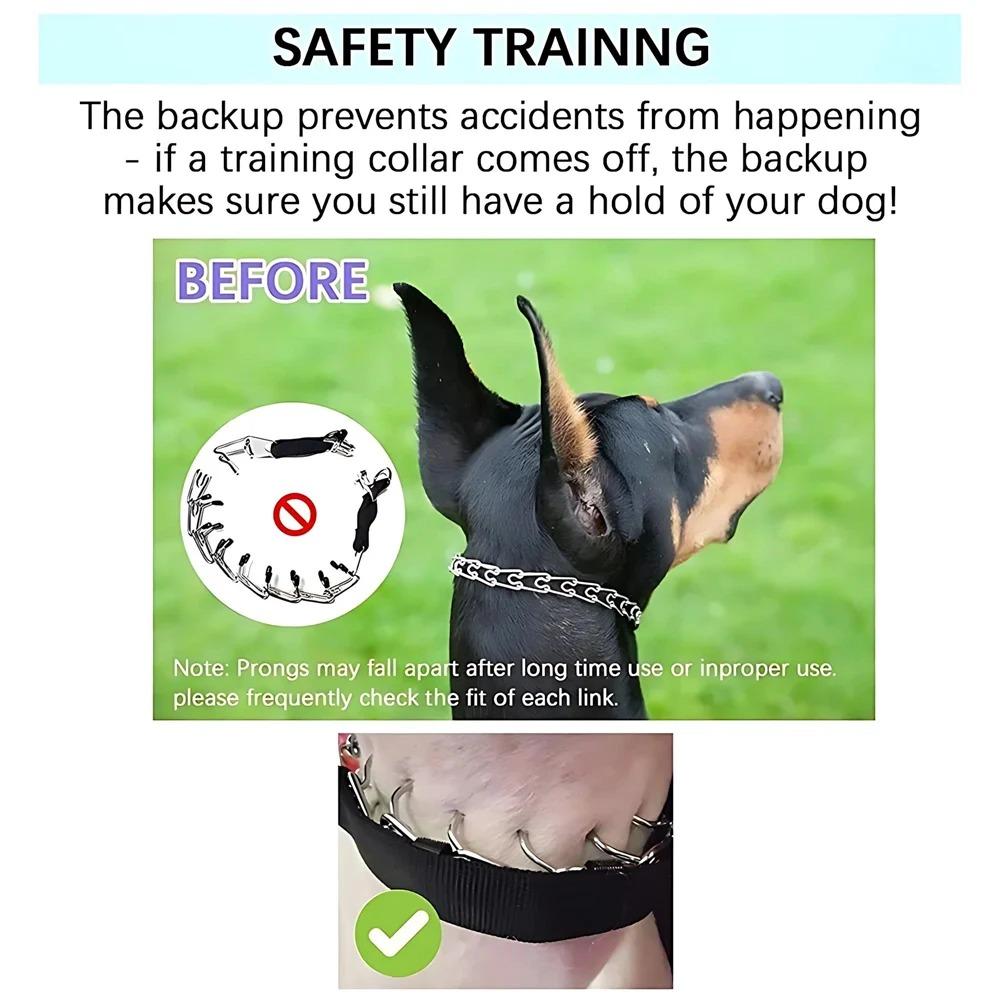 Adjustable Training Collar for Medium & Small Dogs: Stainless Steel Padded Tips, Rubber Anti-Slip Neck & Leash, Quick-Release Safety Buckle, Anti-Choke Design, Comfortable & Secure Pet Training Accessory.