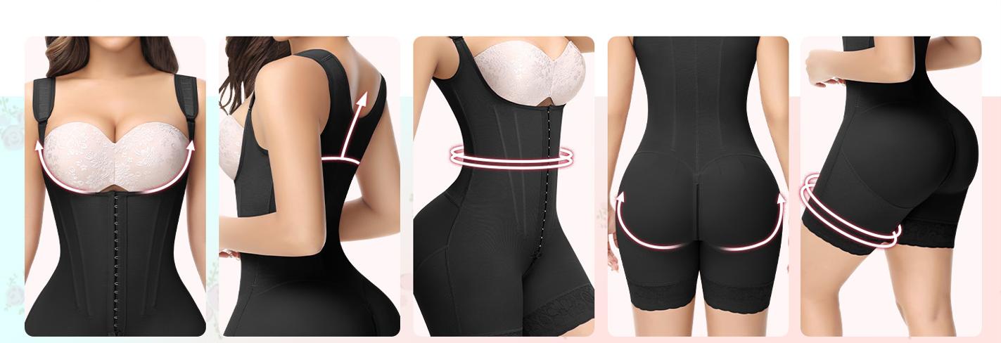 SHAPESHE Shapewear for Women Hourglass Bodysuits Corset Garment with Zipper Crotch