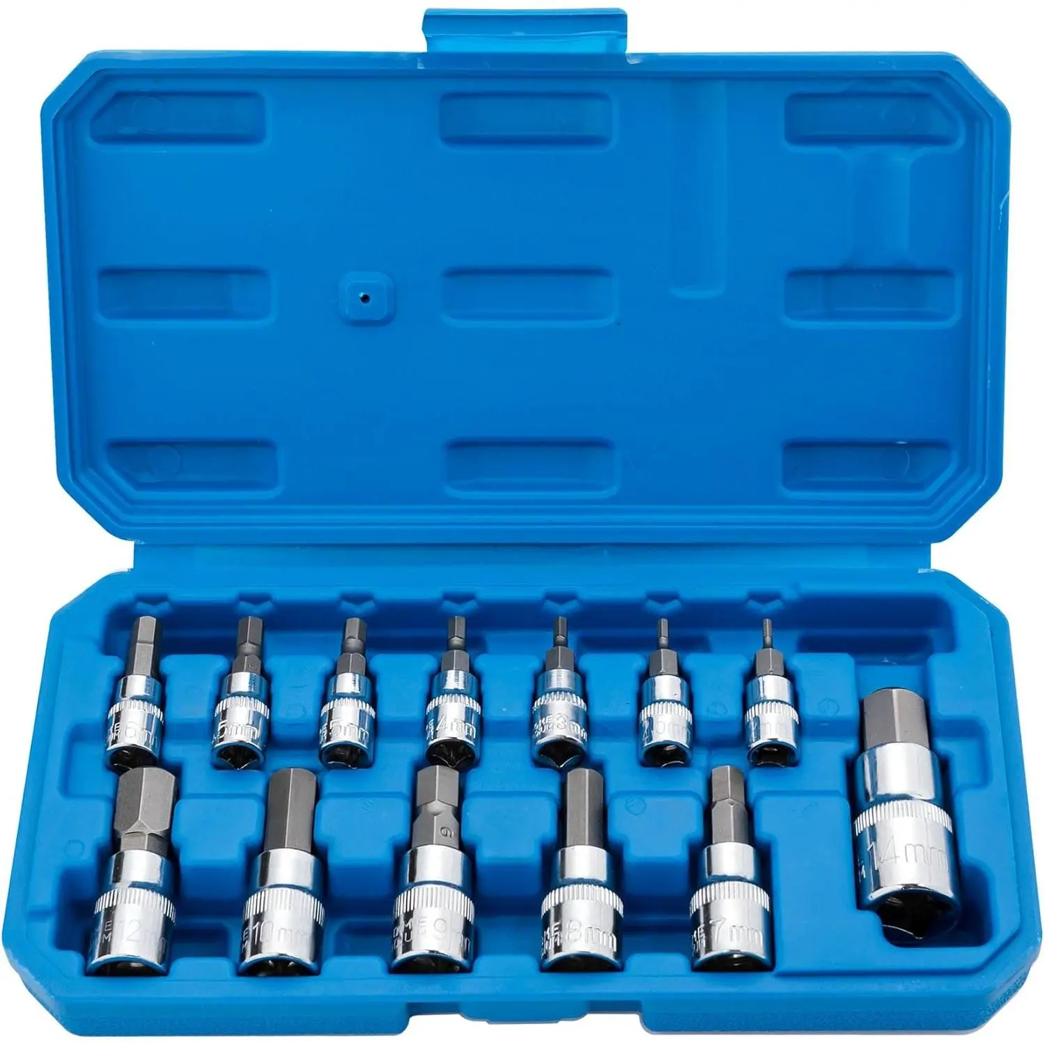 Hex Bit Socket Set, 13- Metric 2mm - 14mm |  S2 Alloy Steel Allen Socket Kit