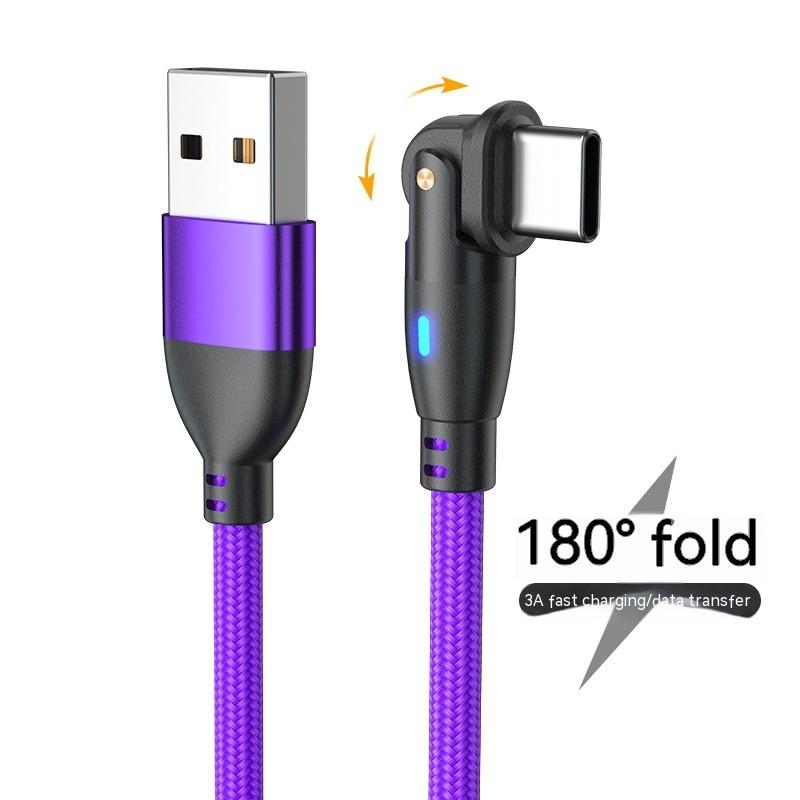 Alloy 3A Speed C-Type Mobile USB Charging Cable, 2m Fast Charger Cable for Android Phones & Game Users, 180-Degree Bending Design, 2-in-1 Game-Ready Micro-USB Alternative