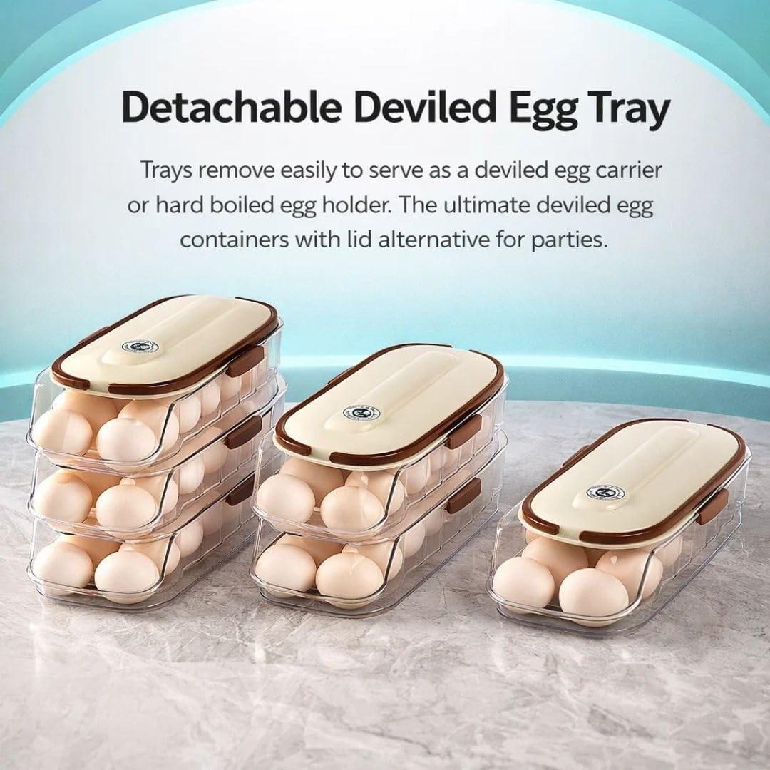 Three-Tier Egg Storage Rack, Automatic Rolling Egg Organizer, Large Capacity Space-Saving Egg Basket, Refrigerator Dedicated Egg Holder