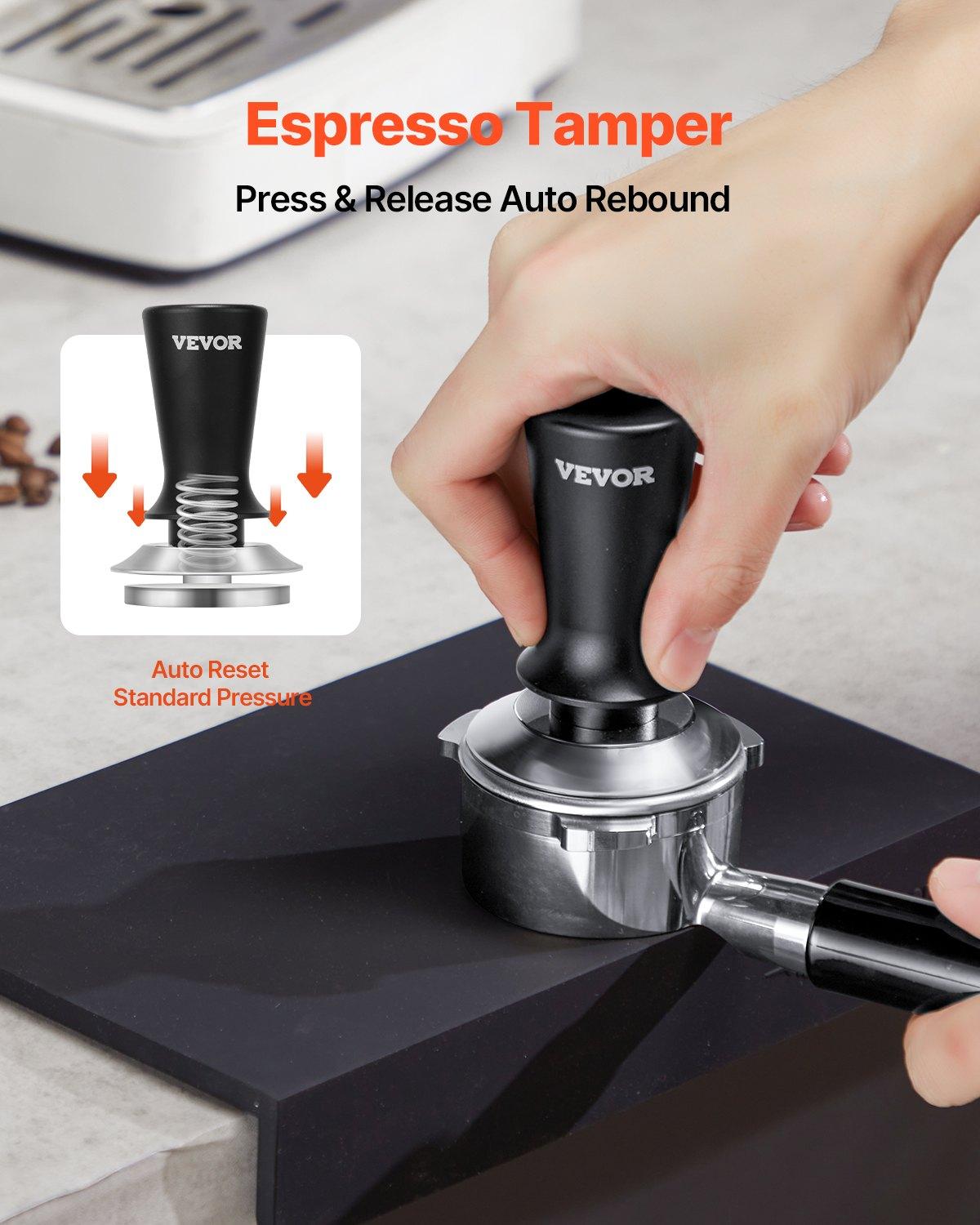 VEVOR Espresso Tamper 51mm, Spring Loaded Coffee Tamper, 30 lbs Tamper Tool Espresso, Stainless Tamper with Non-Slip Grip