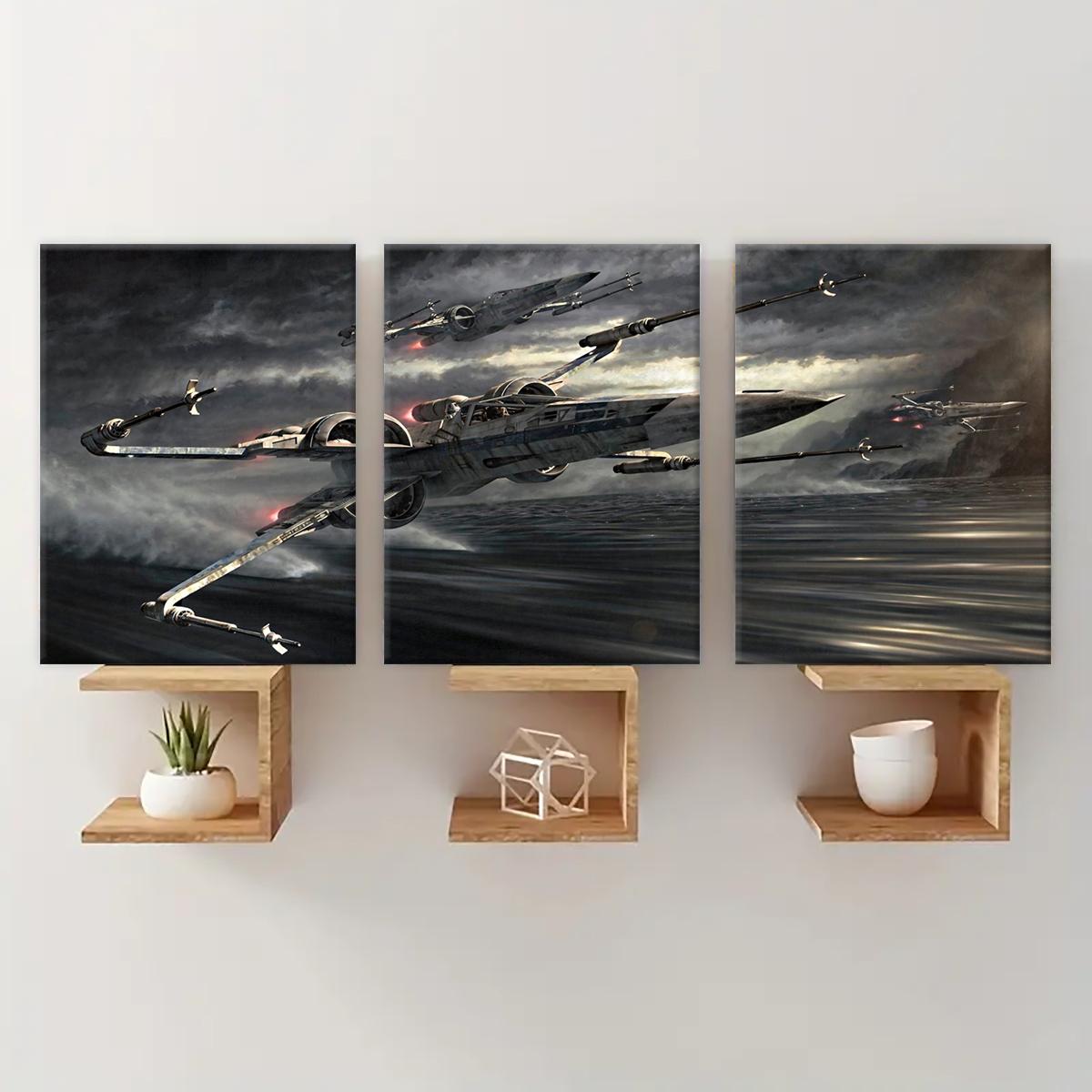 Wooden Framed Canvas Painting Set, 3 Counts/set Aircraft Pattern Wall Art Decor, Wall Decor for Home Living Room Bedroom Office